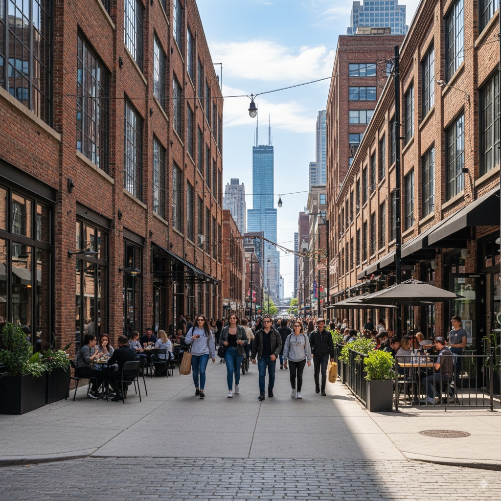 Street view of West Loop, Chicago — near Refine by Tulsi med spa